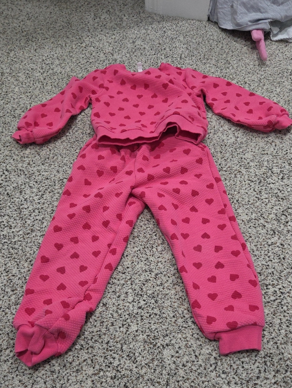 Like New Pink Heart-Print Girls Sweat Set